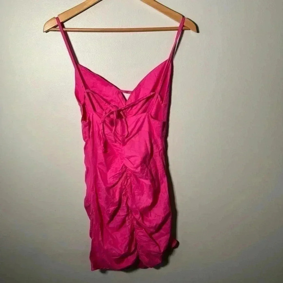 NWOT ZARA DRAPED BEADED LINEN BLEND DRESS BLOGGERS FAV Barbie Pink  m - Picture 5 of 9